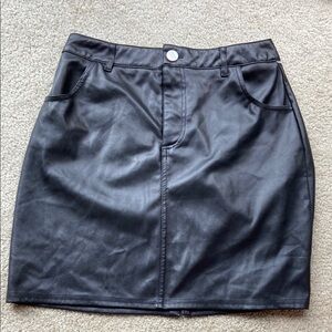 Madden NYC Black Faux Leather Mini Skirt